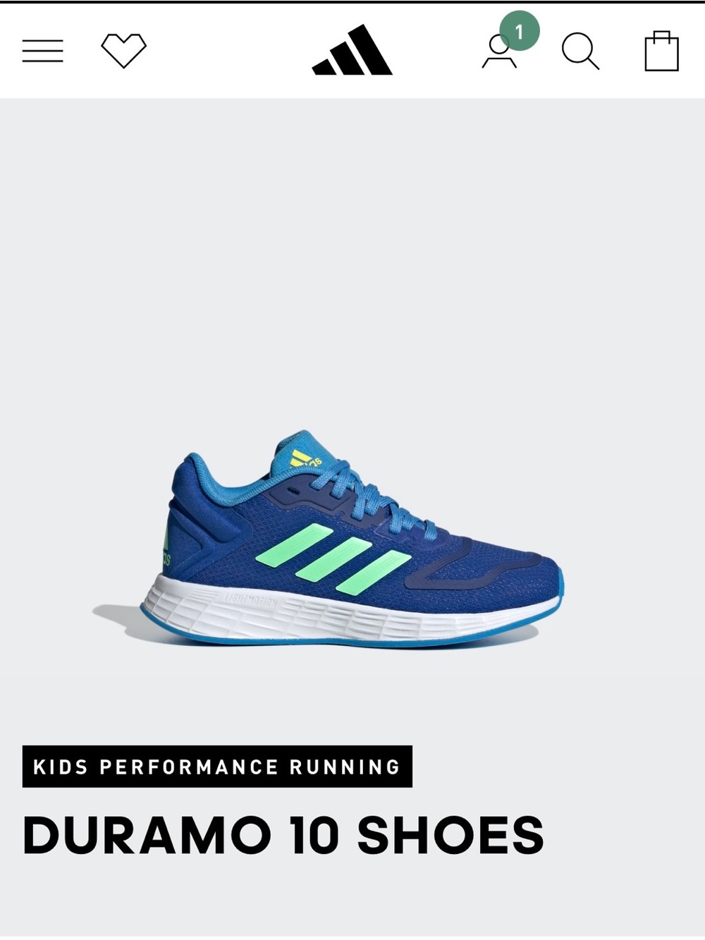 adidas Kids Duramo 10 Sneakers in Blue with Mint Accents